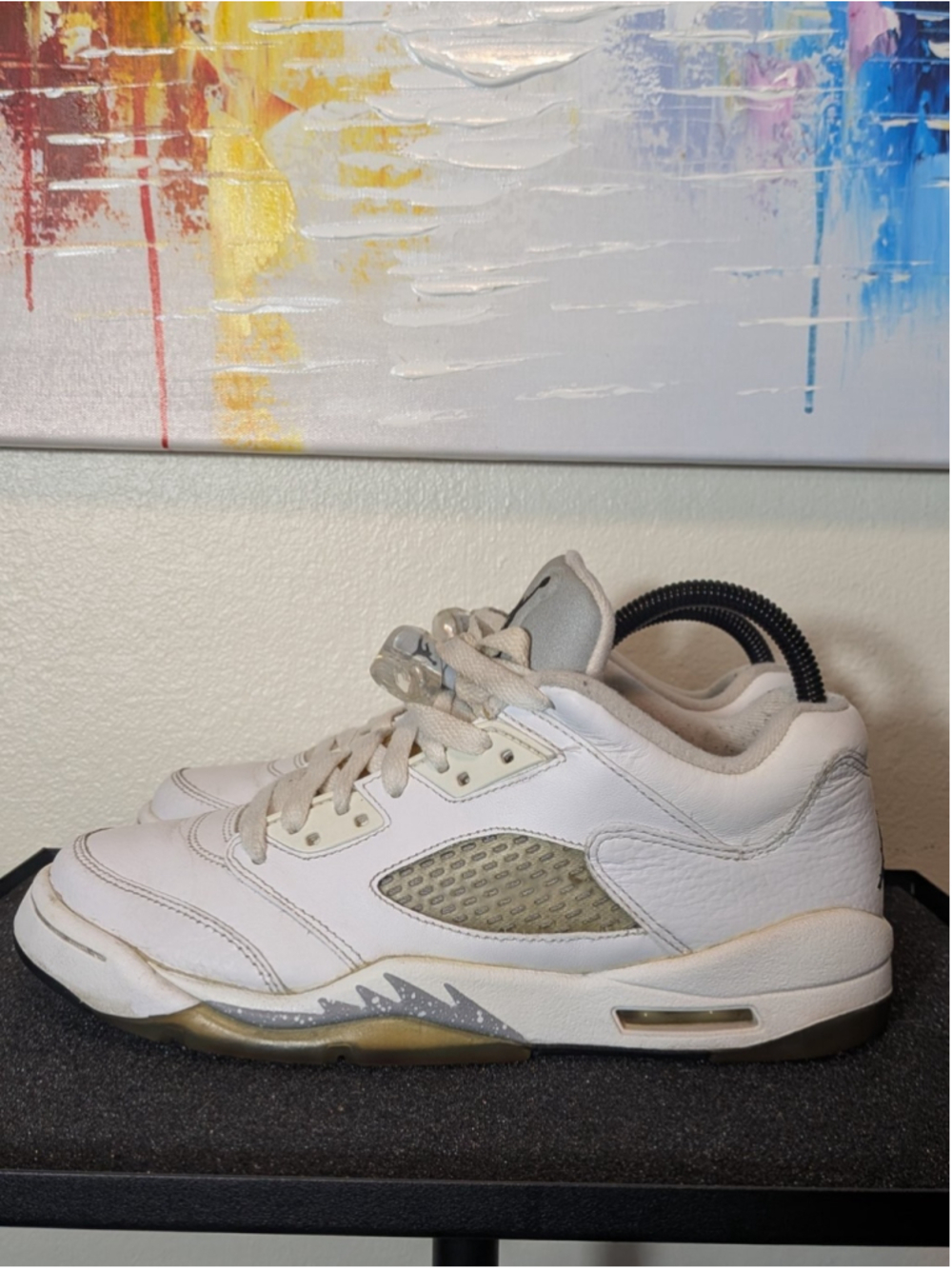 Jordan Air 5 Retro Low White Leather Athletic Shoes 2016 819172-122 6.5Y
